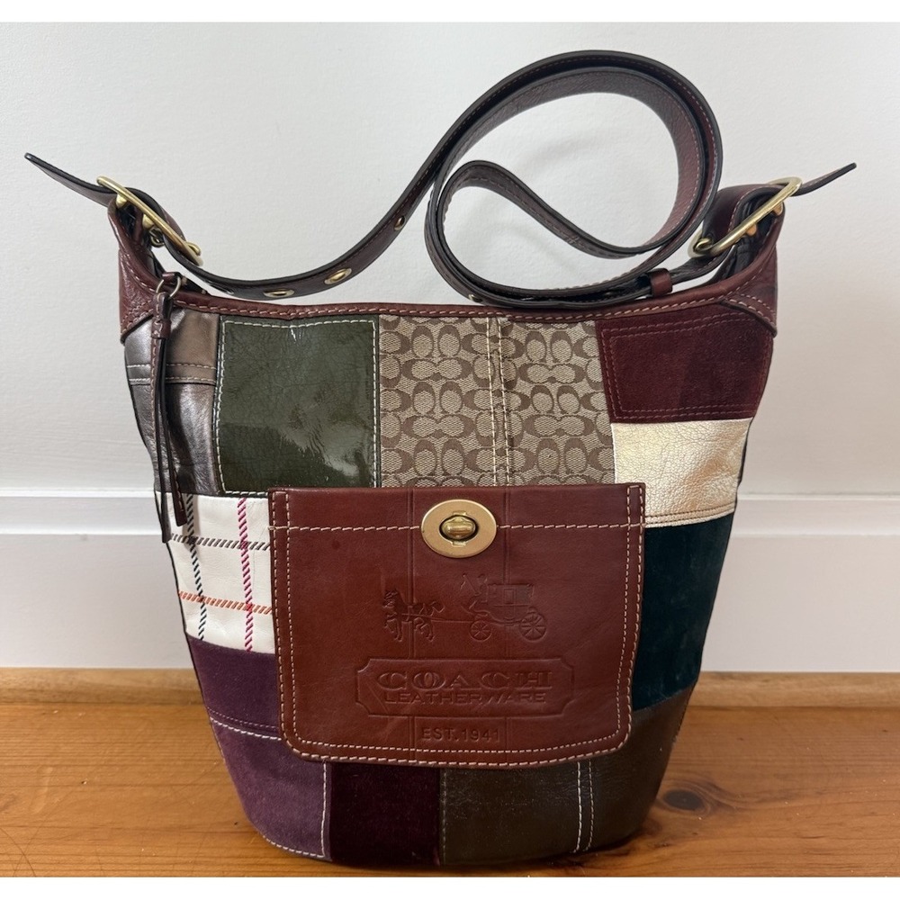 Coach Bleecker Legacy Patchwork Shoulder Duffle Bag Purse Crossbody Y2K